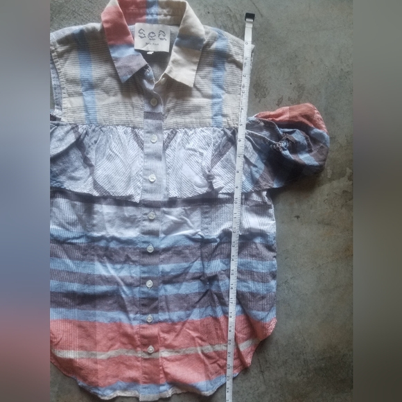 2 for $15 🎈SALE! Sea New York Plaid Ruffle Cold Shoulder Top 0 - Picture 7 of 12